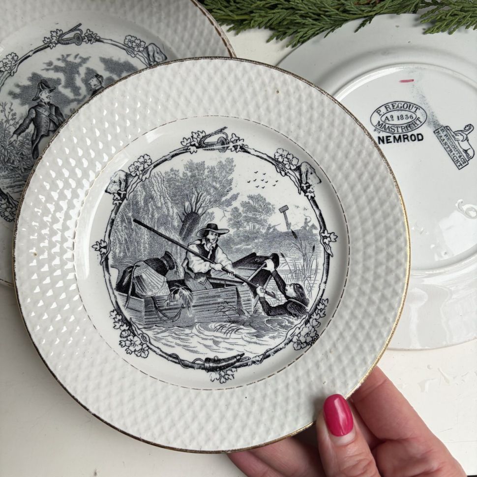 Тарелка говорящая P. Regout Maastricht 18 см Голландия 1878 г.