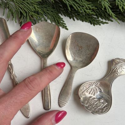 Ложка для сухого чая 9 см серебрение Нидерланды