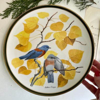 Тарелка 28 см Franklin Wedgwood Songbirds of the World Western Bluebird 1977