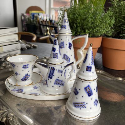 Сервиз кофейный Мечта звездочета французский фаянс ручная работа 6 предметов