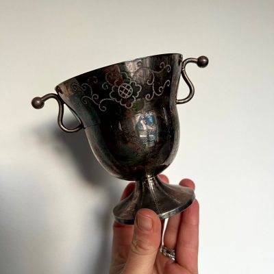 Ваза кубок 11 см мельхиор патина