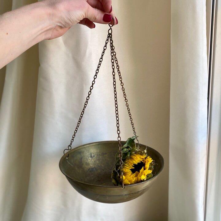 Кашпо подвесное 20 см латунь