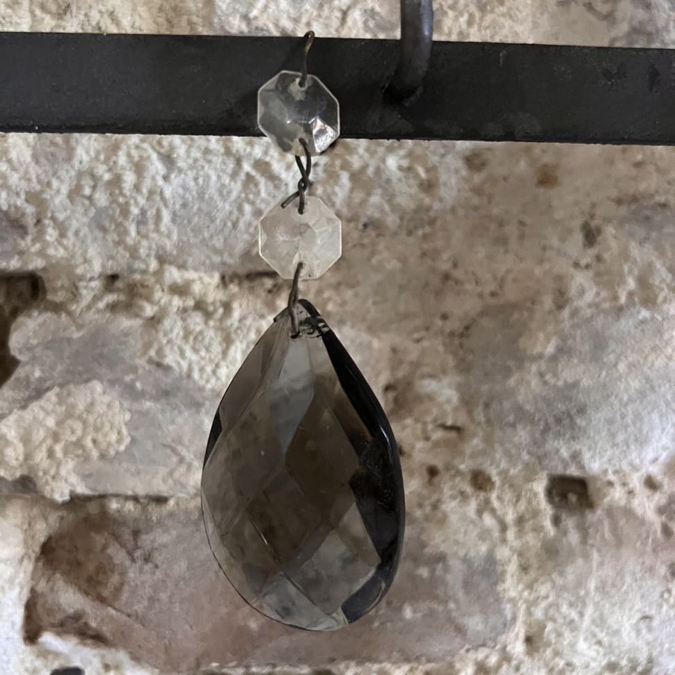 Подвес хрусталик 6 см Капля серая малая Италия