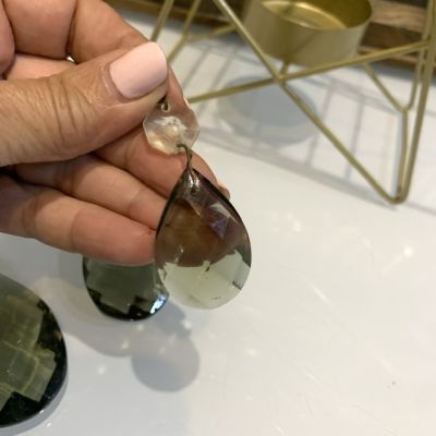 Подвес хрусталик 6 см Капля серая малая Италия