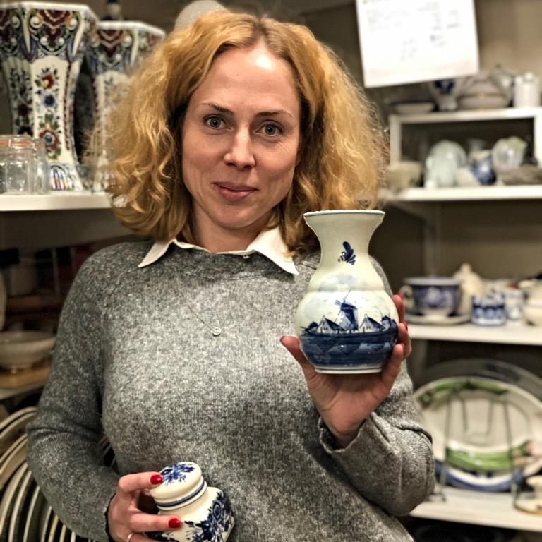 Ваза деревушка с мельницей Delft, Голландия