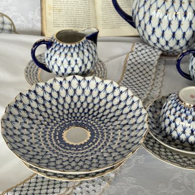 Блюдо 22 см ЛФЗ Кобальтовая сетка