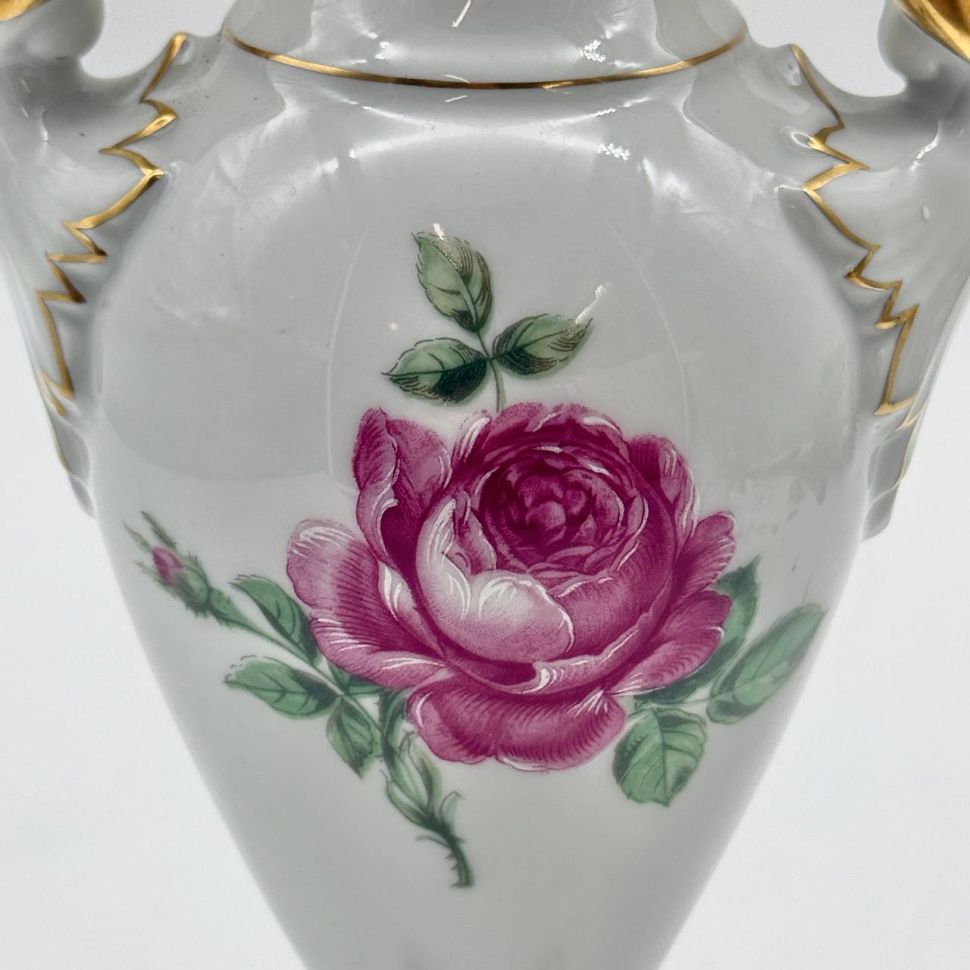 Ваза амфора Лебеди Kaiser Роза 24 см Германия 