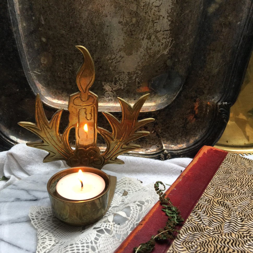 Подсвечник для греющей свечи латунь