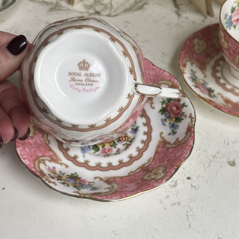 Чайная пара Royal Albert Lady Carlyle 200 мл Англия 1950-1970 гг.