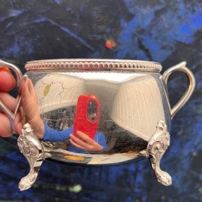 Сахарница на лапках 13 см металл