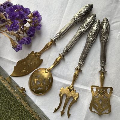 Набор сервировочный 4 предмета Ампир серебро золочение Франция