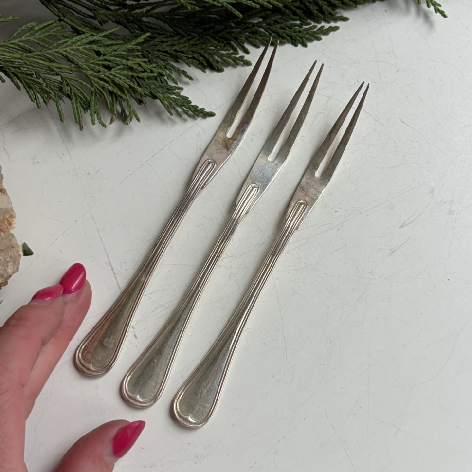 Вилка двузубец Christofle 15 см серебрение Франция конец 19 в.