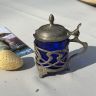 Банка для специй откидная крышка ар-нуво 10 см стекло серебрение 