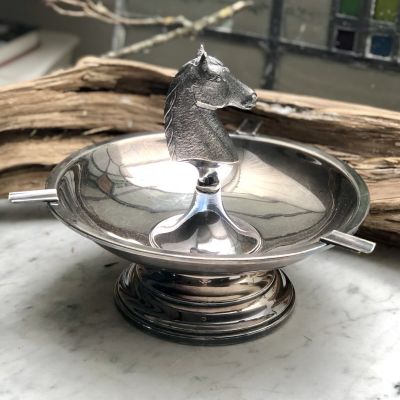 Пепельница Лошадь 20 см мельхиор