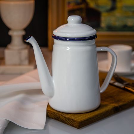 Чайник кофейник эмалированный enamel 1,1 л Белый