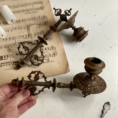 Подсвечник настенный Ключ латунь