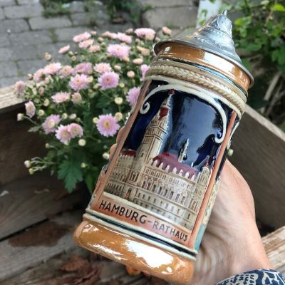 Кружка пивная 270 мл с крышкой олово DBGM Германия