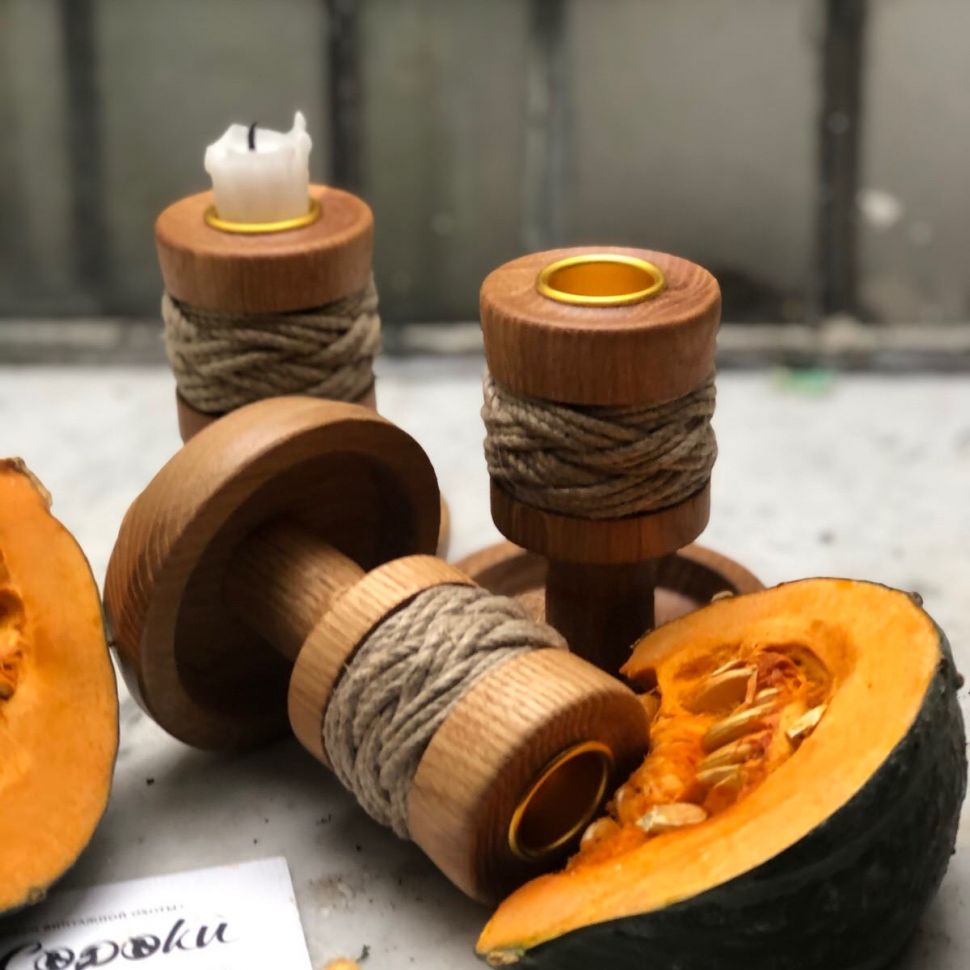 Подсвечник 10 см дерево жгут