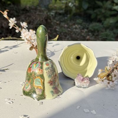 Колокольчик Satsuma без язычка фарфор Шинуазри зеленый 13 см 50-е гг