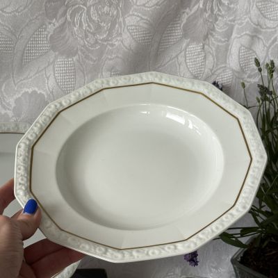 Тарелка глубокая Ph.Rosenthal Maria с золотой каймой 25 см Германия 1927 г 