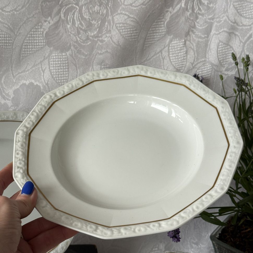 Тарелка глубокая Ph.Rosenthal Maria с золотой каймой 25 см Германия 1927 г 