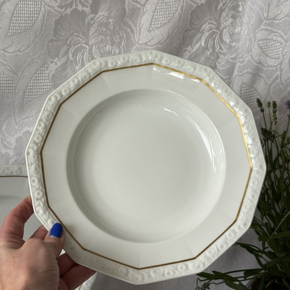 Тарелка глубокая Ph.Rosenthal Maria с золотой каймой 25 см Германия 1927 г 