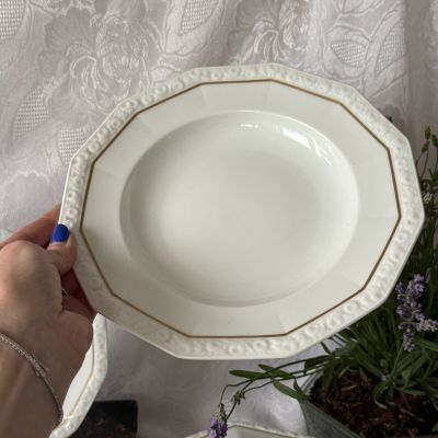 Тарелка глубокая Ph.Rosenthal Maria с золотой каймой 25 см Германия 1927 г 