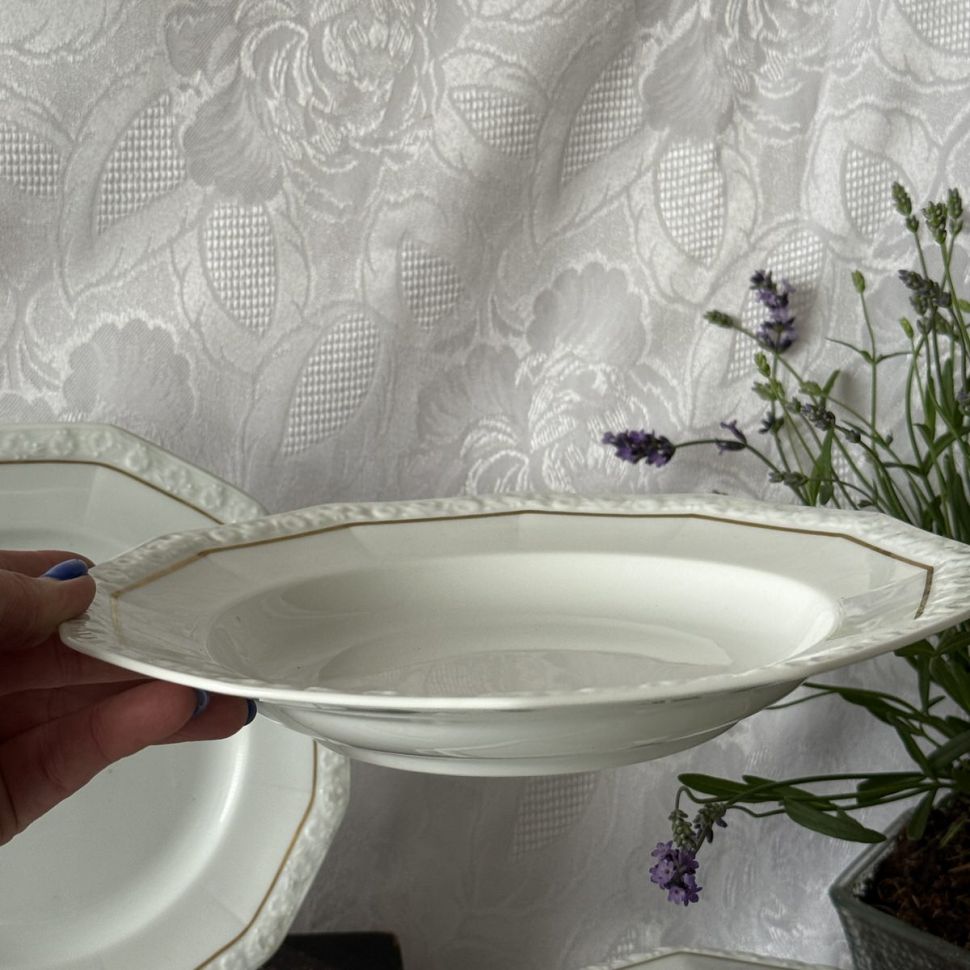 Тарелка глубокая Ph.Rosenthal Maria с золотой каймой 25 см Германия 1927 г 