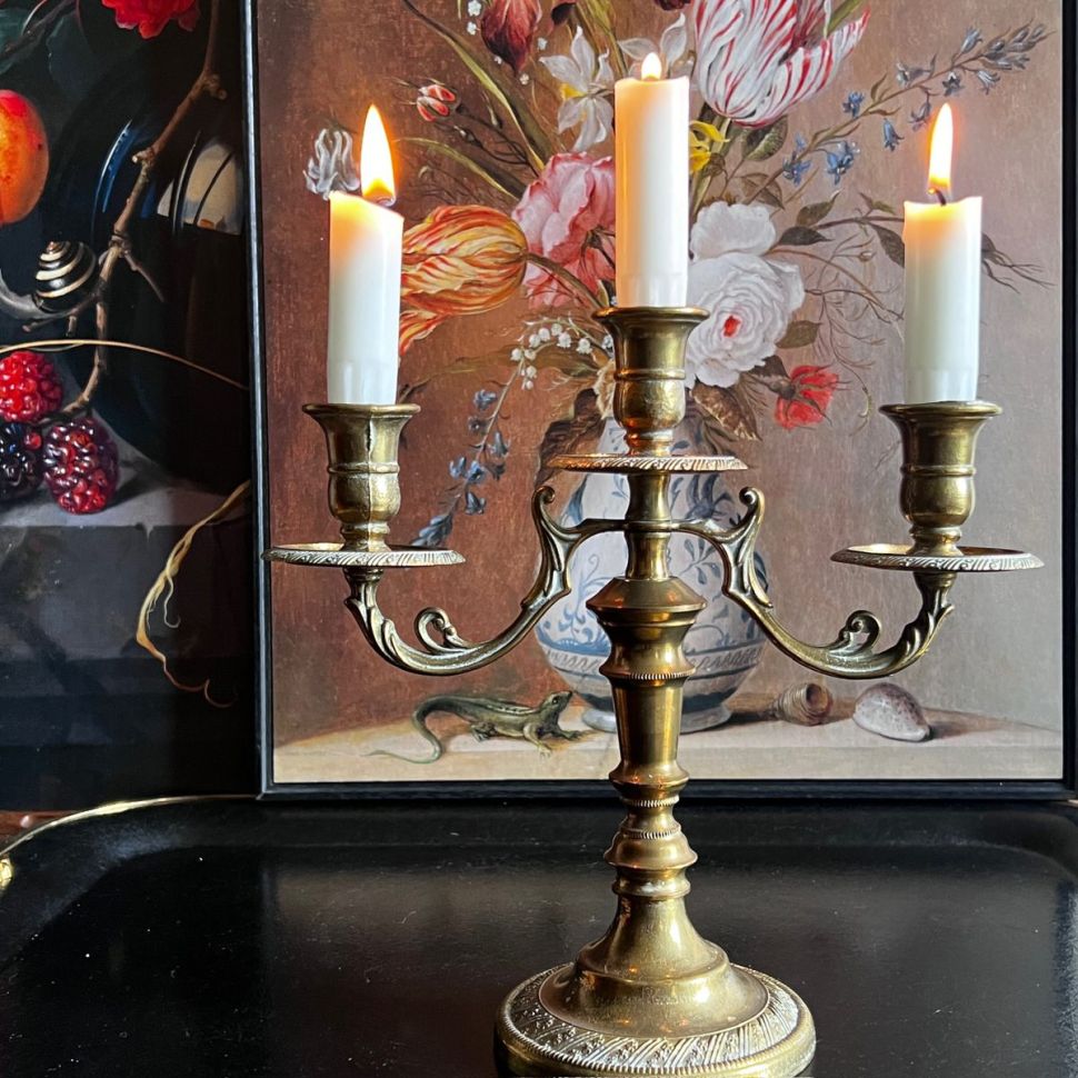 Подсвечник канделябр на 3 свечи 25 см латунь Франция