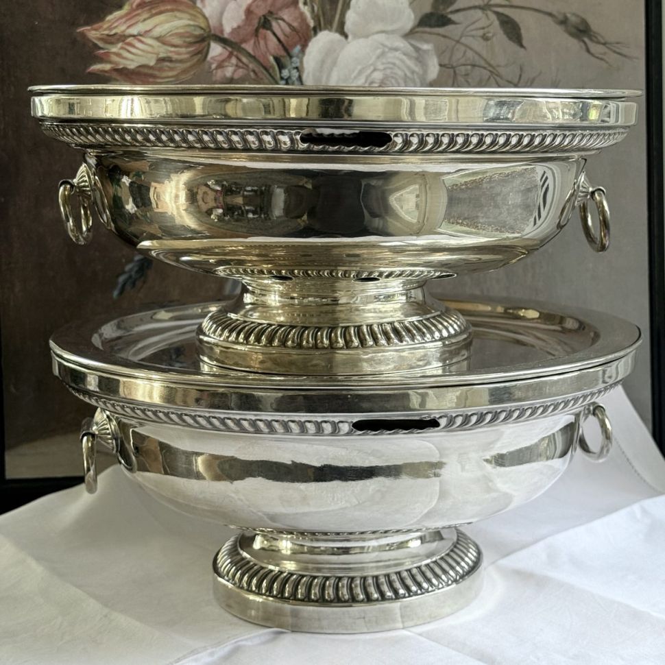 Подставка подогрев 27 см серебрение по меди Франция