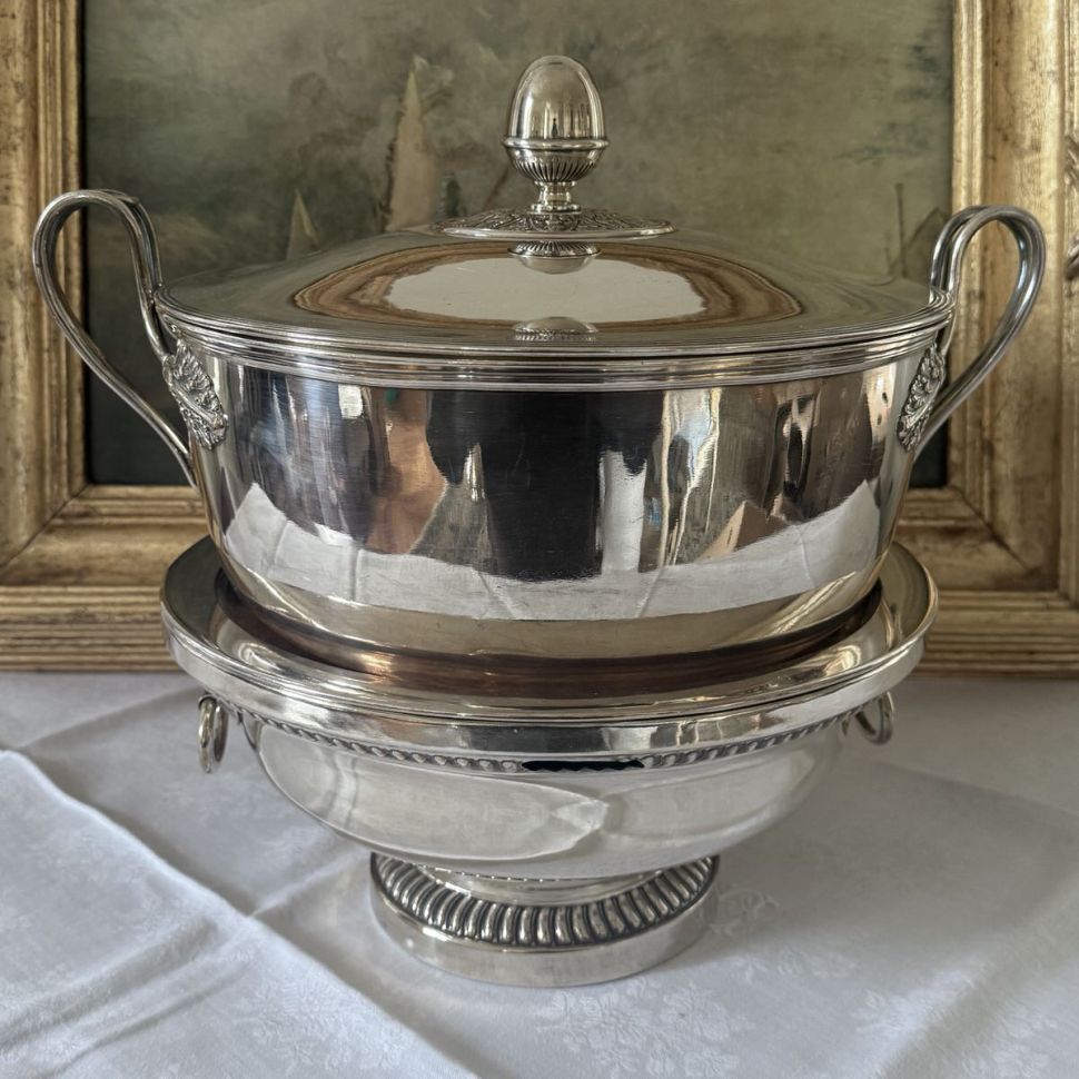 Подставка подогрев 27 см серебрение по меди Франция