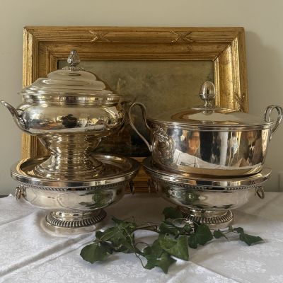 Подставка подогрев 27 см серебрение по меди Франция