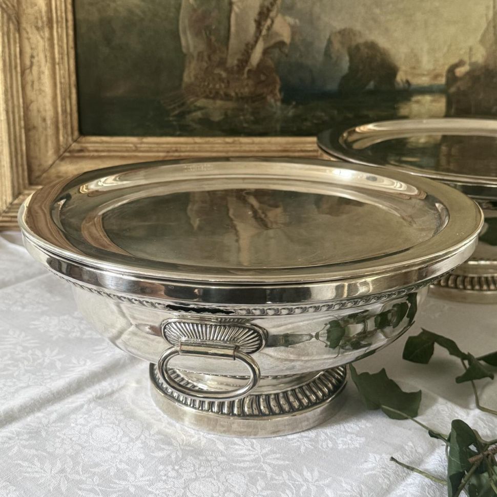 Подставка подогрев 27 см серебрение по меди Франция