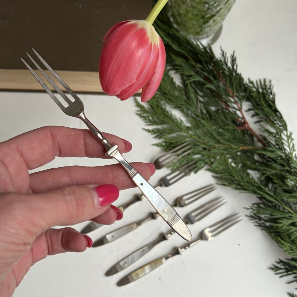 Вилка трезубец 15 см серебрение перламутр Нидерланды