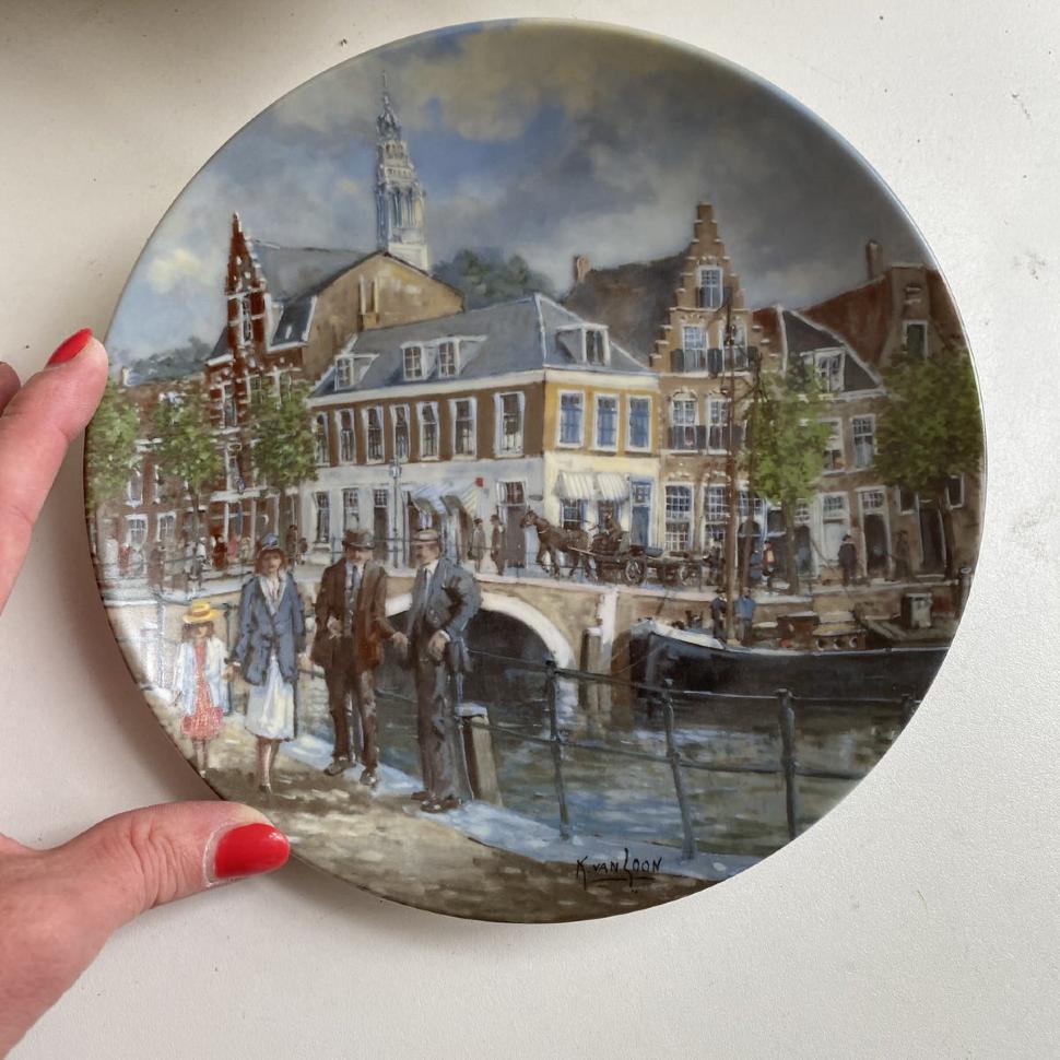 Тарелка номерная 19 см Royal Mosa Grachten van Holland 1990 Haarlem, de Stad aan 't Spaarne