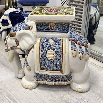 Подставка под вазу Слон белый 46 см ручная роспись