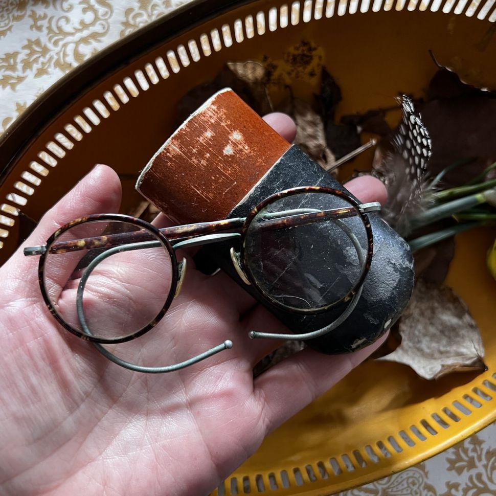 Очки круглые с мягкими дужками 11 см в чехле