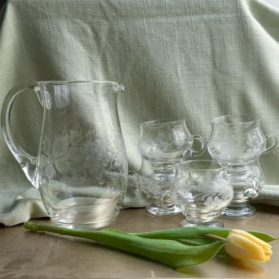 Кувшин с кружками набор 6 предметов стекло