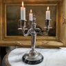 Подсвечник канделябр на 3 свечи 27 см серебрение мрамор в стиле Луи 16 Франция