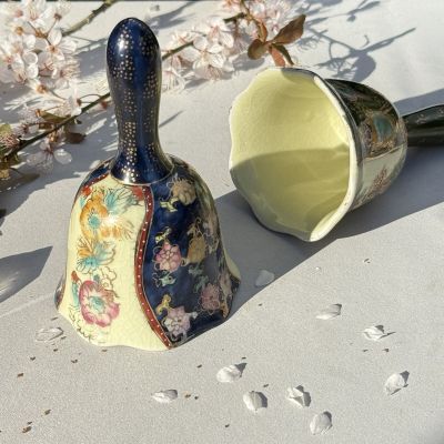 Колокольчик Satsuma без язычка фарфор Шинуазри синий 13 см 50-е гг