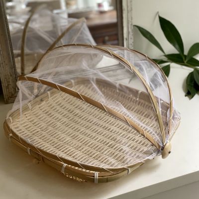 Корзина с защитой от мух 30х30 см соломка вуаль