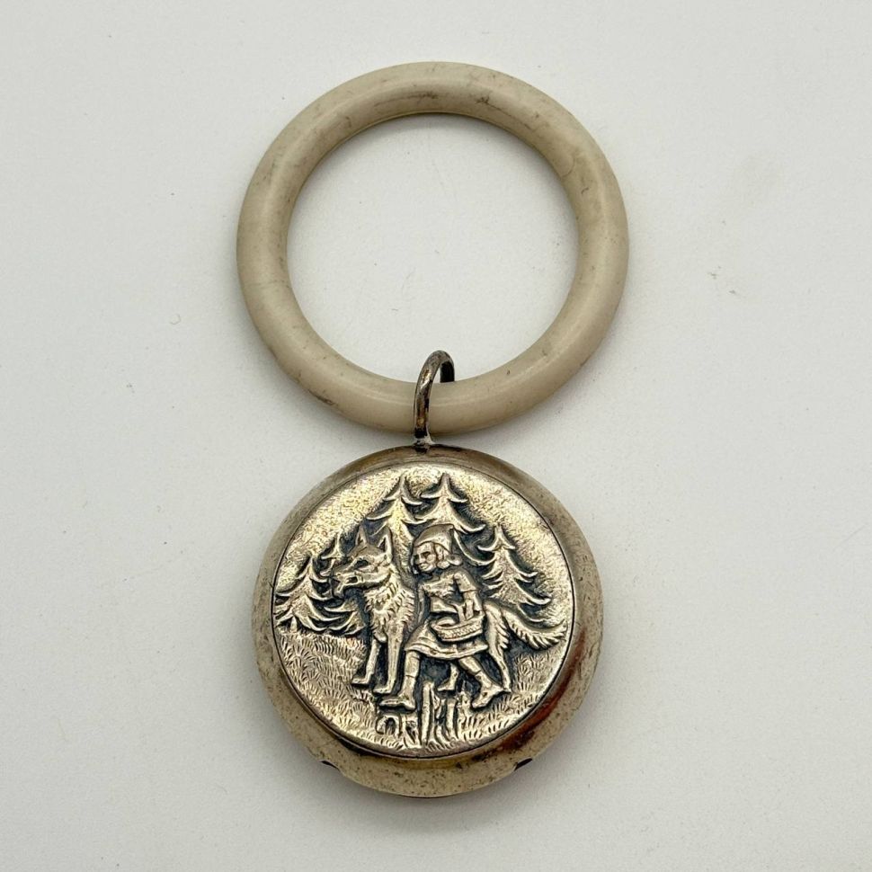 Погремушка на кольце 11 см серебро