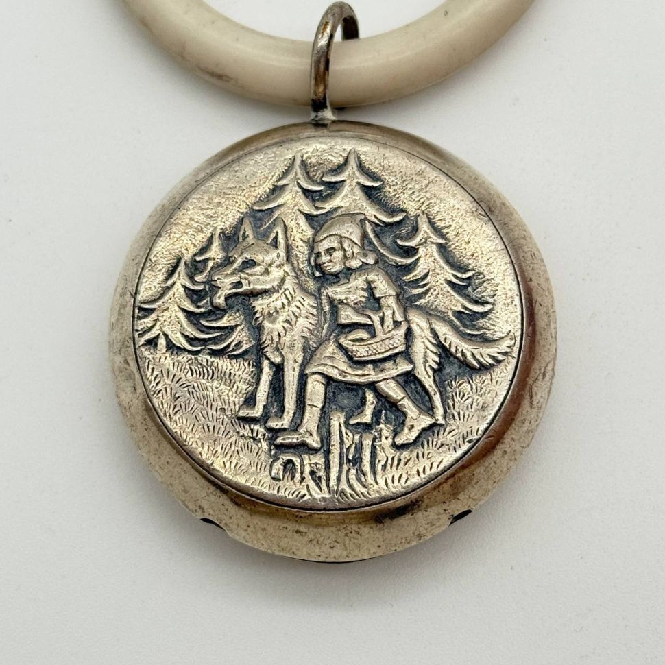 Погремушка на кольце 11 см серебро