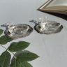 Солонка Утка на блюде 10 см стекло серебрение Франция