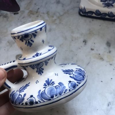 Подсвечник фарфор 9 см с ручкой