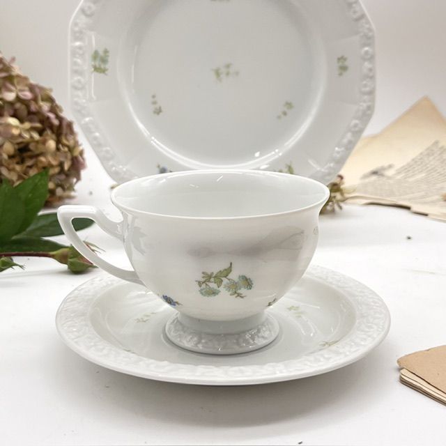 Чайная пара Rosenthal Maria Classic Rose бирюзовые цветы 200 мл Германия нюанс