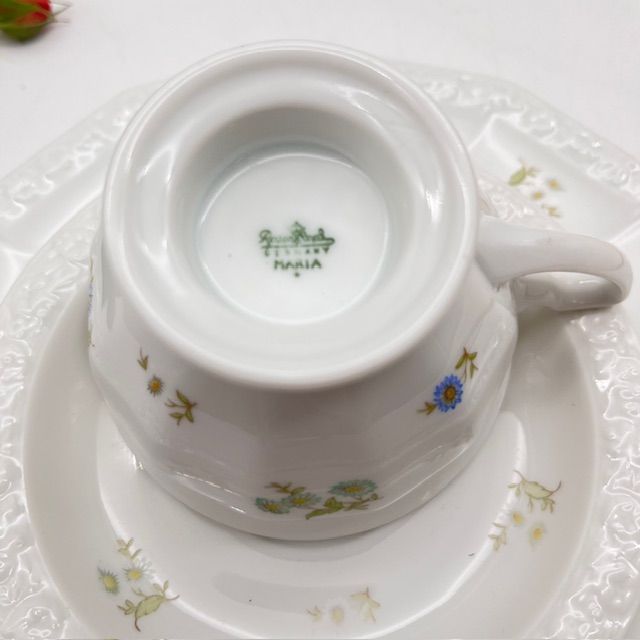 Чайная пара Rosenthal Maria Classic Rose бирюзовые цветы 200 мл Германия нюанс