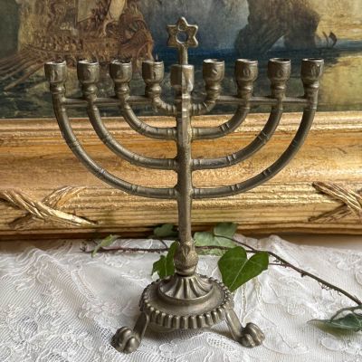 Менора для Хануки 18 см латунь 