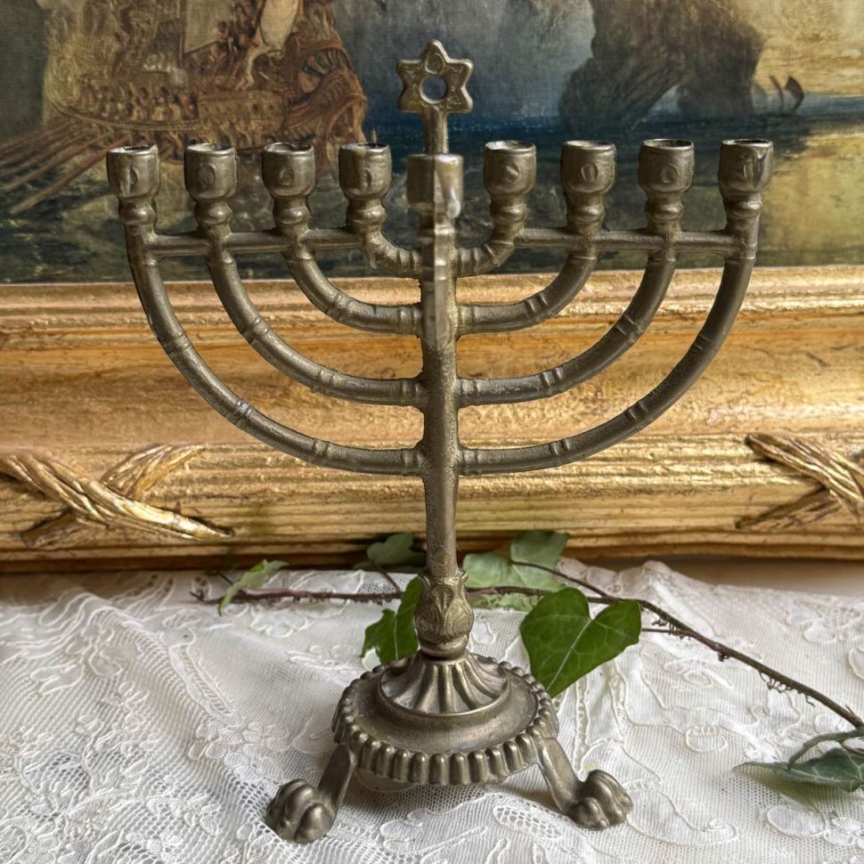 Менора для Хануки 18 см латунь 