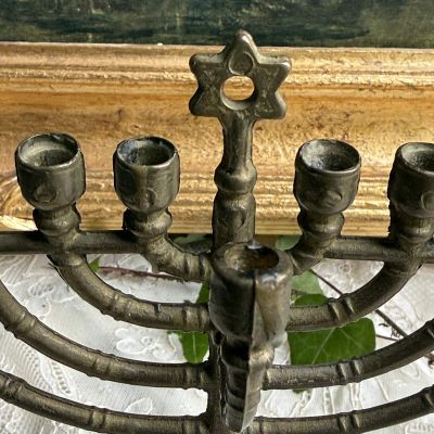 Менора для Хануки 18 см латунь 